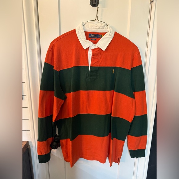 Polo Ralph Lauren Other - Polo by Ralph Lauren Orange and Green Striped Rugby XXL